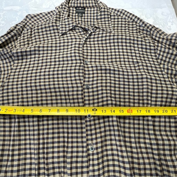 Reunion Men's Long Sleeve Shirt Black Check Pattern Size XL 100% Rayon - Picture 6 of 8